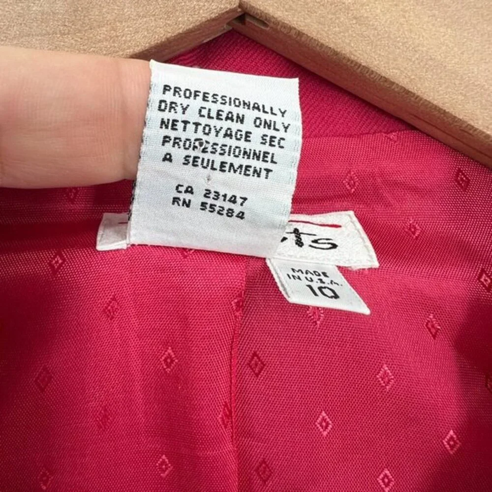 Vintage Talbots worsted‎ wool bubble gum pink 4 button blazer jacket career 10